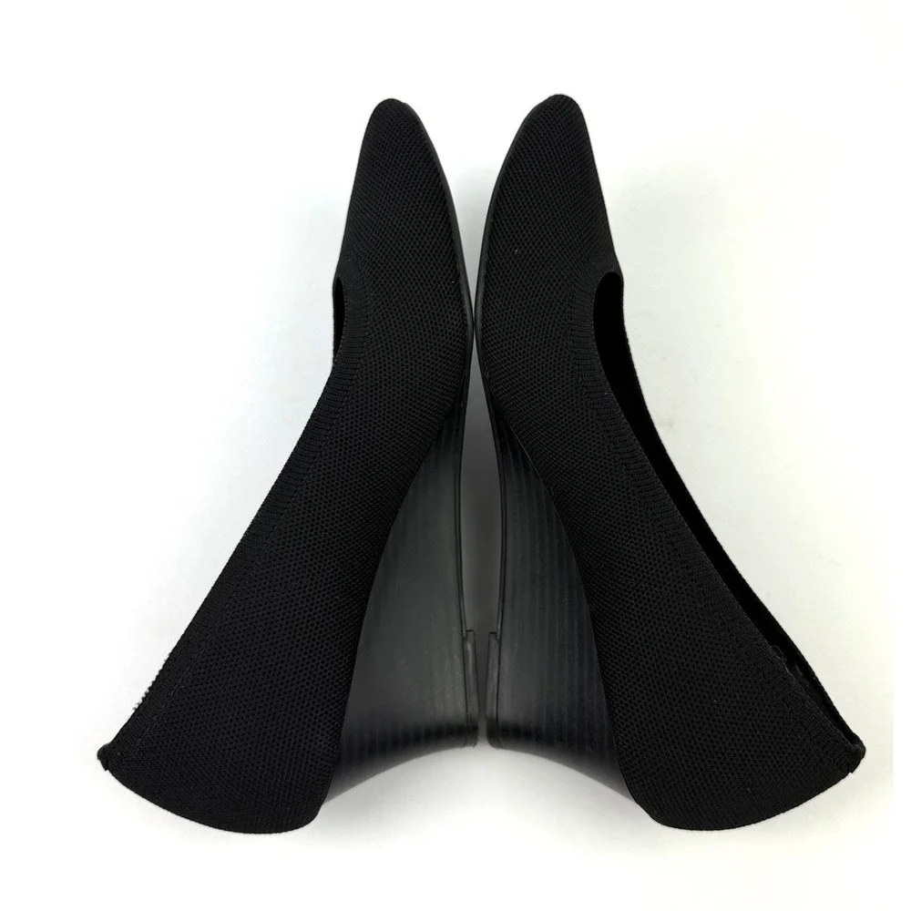 Vivaia Aria Wedge Heels 39.5 Black Knit Slip On Shoes Comfort Womens 8.5